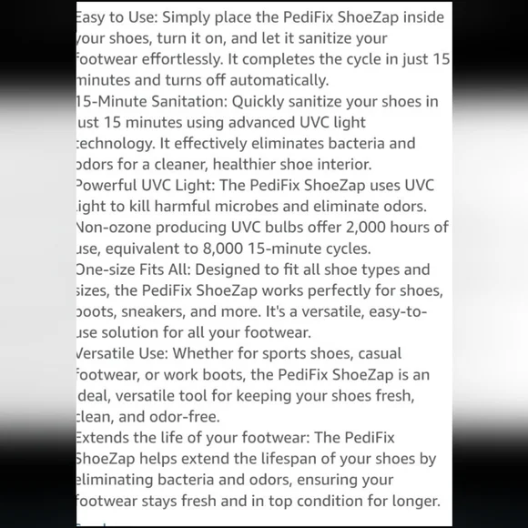 Pedifix ShoeZap UV Shoe Sanitizer - Picture 2 of 4